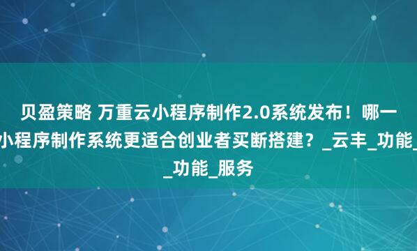贝盈策略 万重云小程序制作2.0系统发布！哪一家的小程序制作系统更适合创业者买断搭建？_云丰_功能_服务